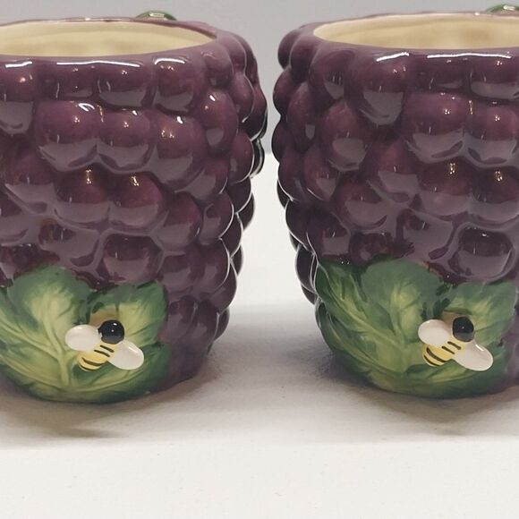 Vintage 99 Martha Stewart Large Grape Coffee Mugs Exclusive for MACY'S Bees Vine - Picture 5 of 13